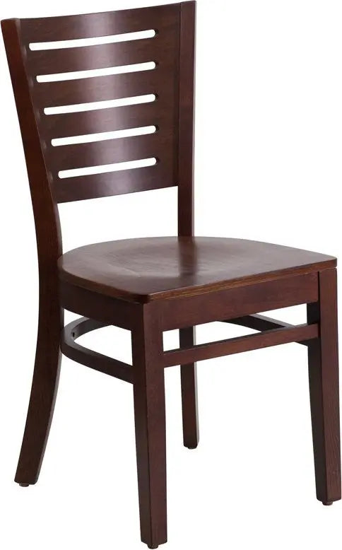 Dyersburg Wood Chair Slat Back Walnut Wood Seat iHome Studio