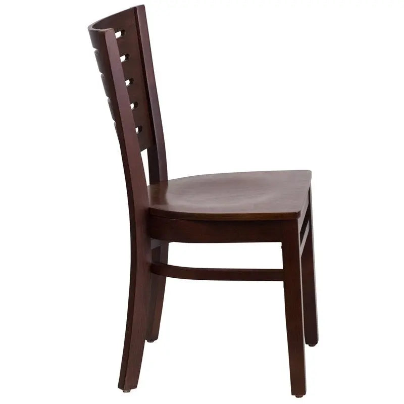 Dyersburg Wood Chair Slat Back Walnut Wood Seat iHome Studio