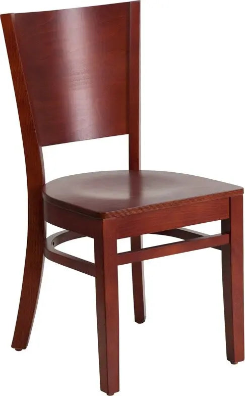 Dyersburg Wood Chair Solid Back Mahogany Wood Seat iHome Studio