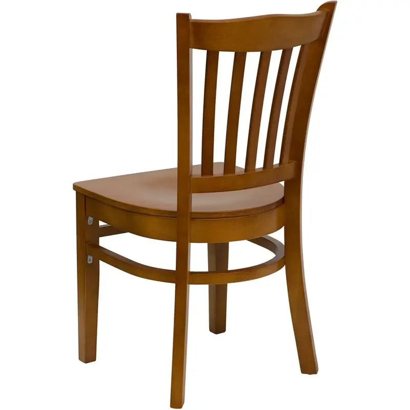 Dyersburg Wood Chair Vertical Slat Back Cherry Wood Seat iHome Studio
