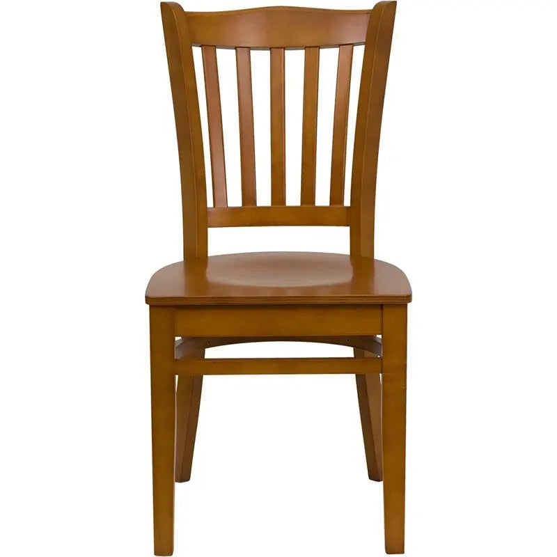 Dyersburg Wood Chair Vertical Slat Back Cherry Wood Seat iHome Studio