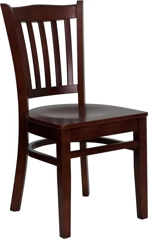 Dyersburg Wood Chair Vertical Slat Back Mahogany Wood Seat iHome Studio