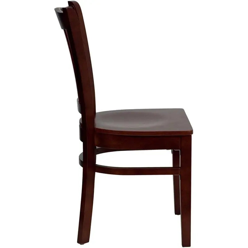 Dyersburg Wood Chair Vertical Slat Back Mahogany Wood Seat iHome Studio