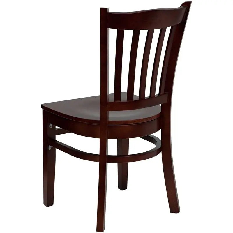 Dyersburg Wood Chair Vertical Slat Back Mahogany Wood Seat iHome Studio