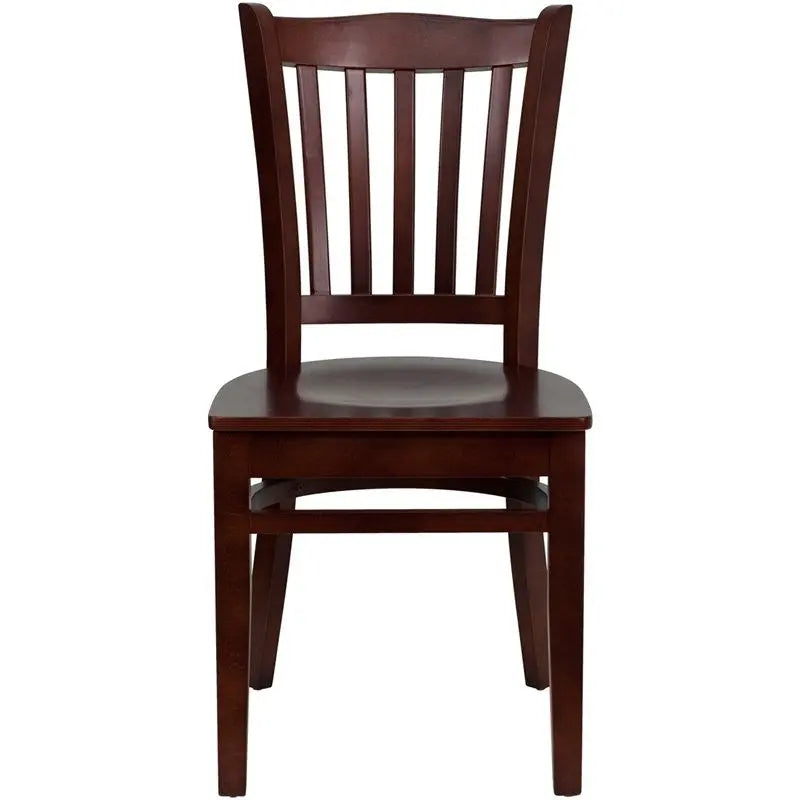 Dyersburg Wood Chair Vertical Slat Back Mahogany Wood Seat iHome Studio