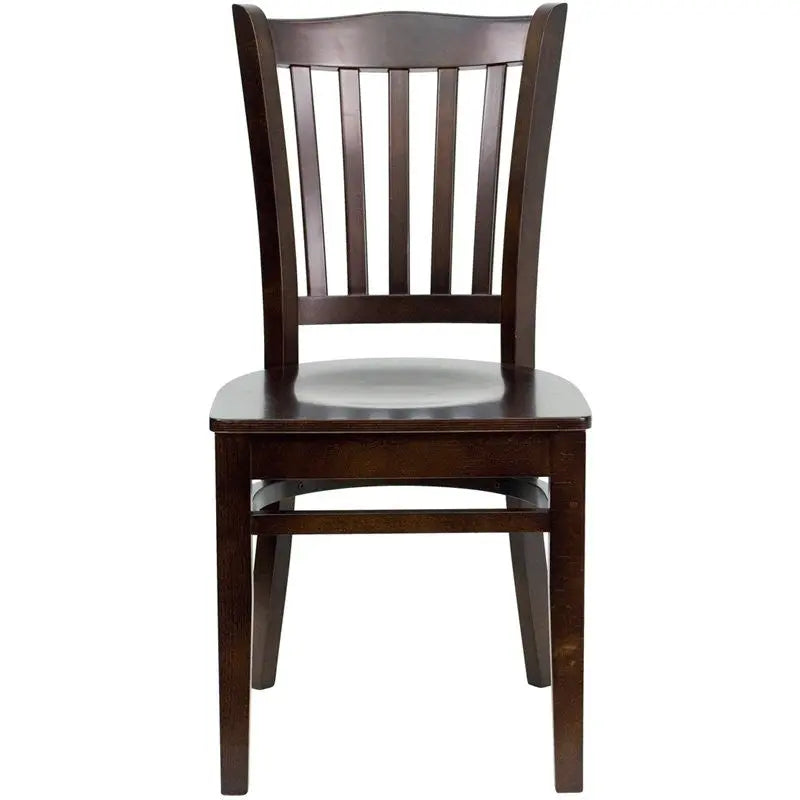 Dyersburg Wood Chair Vertical Slat Back Walnut Wood Seat iHome Studio