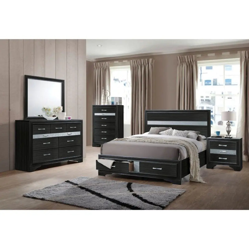 Easton King Bed w/Drawer, Black iHome Studio