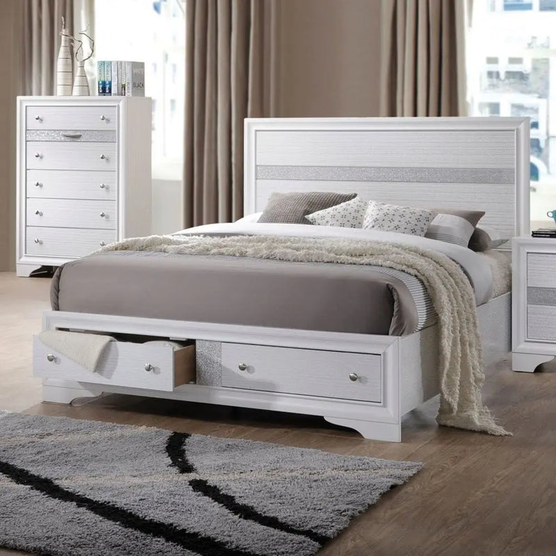 Easton King Bed w/Drawer, White iHome Studio