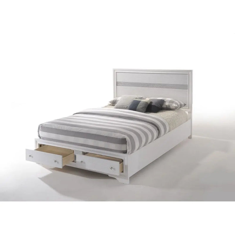 Easton King Bed w/Drawer, White iHome Studio