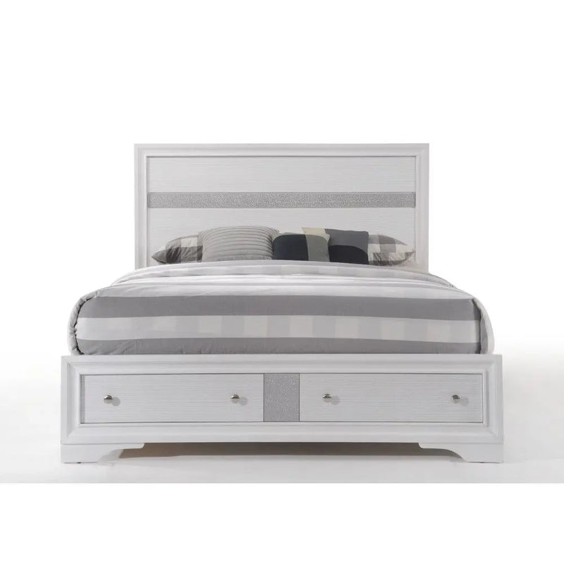 Easton King Bed w/Drawer, White iHome Studio