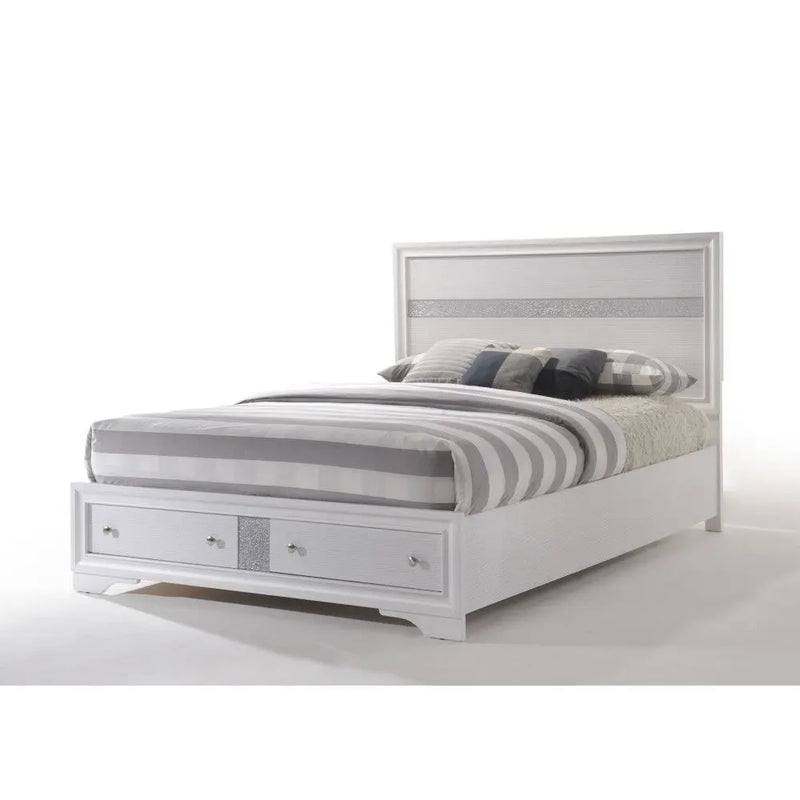 Easton King Bed w/Drawer, White iHome Studio