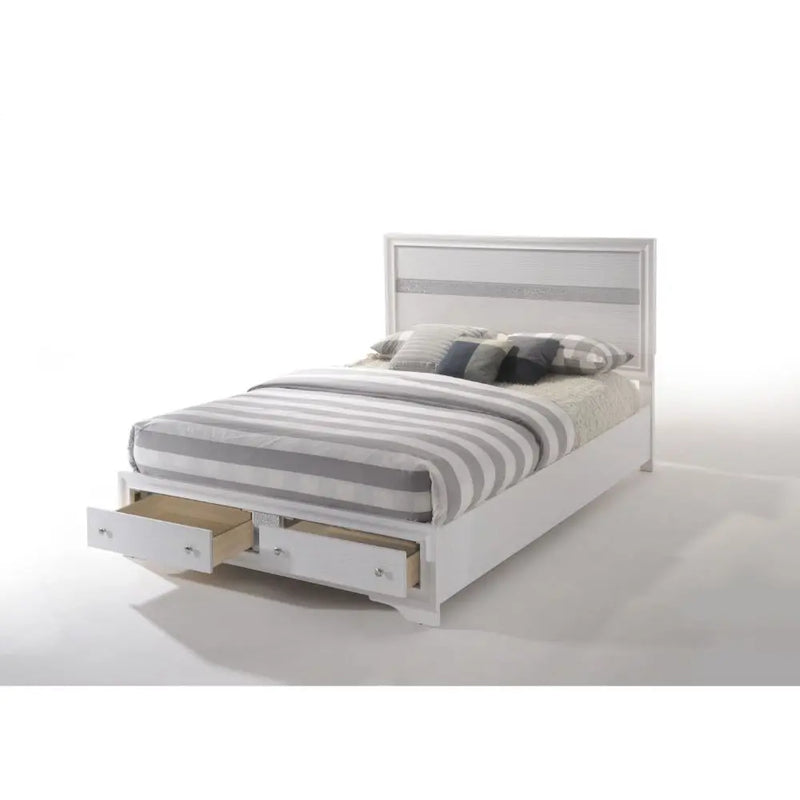 Easton Queen Bed w/Drawer, White iHome Studio