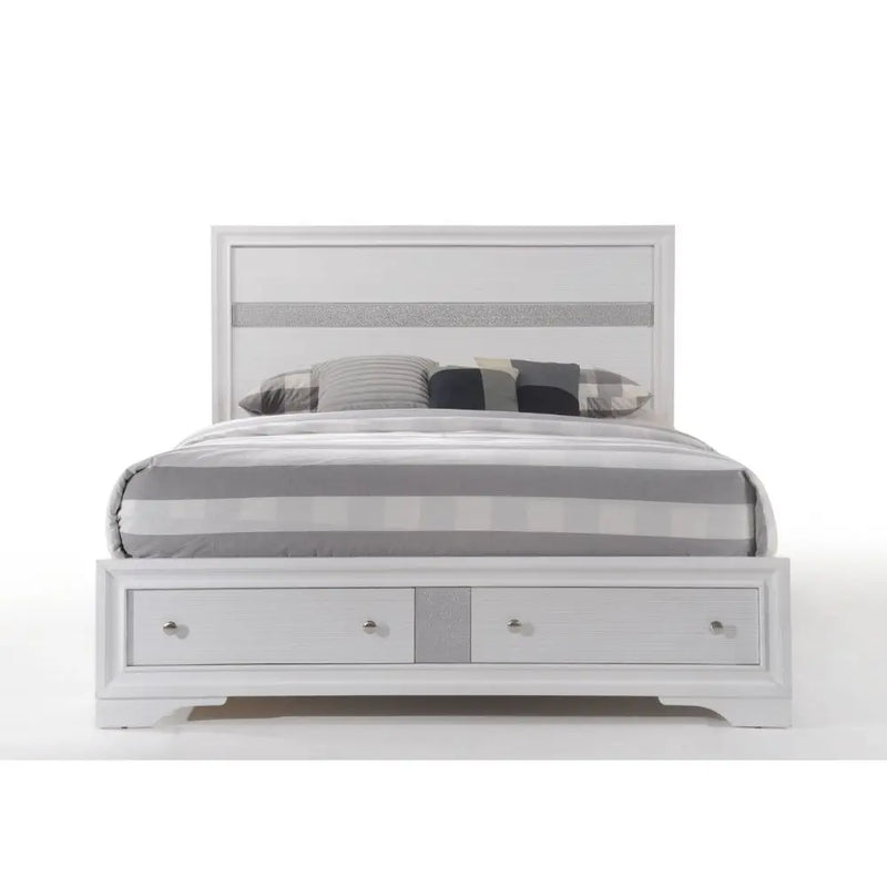 Easton Queen Bed w/Drawer, White iHome Studio