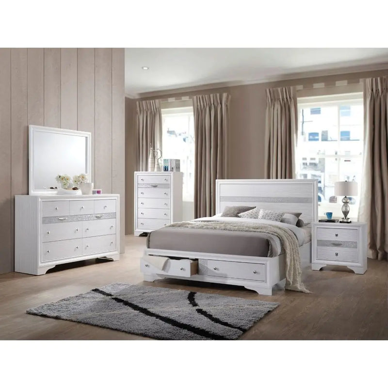 Easton Queen Bed w/Drawer, White iHome Studio