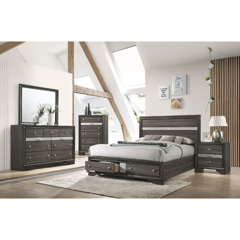 Easton Queen Bed w/Drawers, Gray iHome Studio