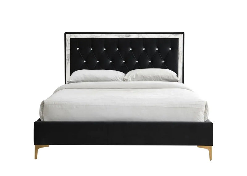 Eduardo King Bed, Black Fabric iHome Studio