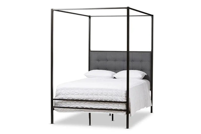 Eleanor Black Finished Metal Canopy Bed (Queen) iHome Studio