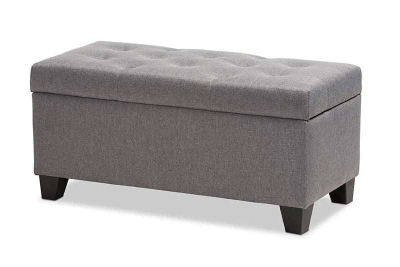 Elias Grey Fabric Upholstered Storage Ottoman iHome Studio