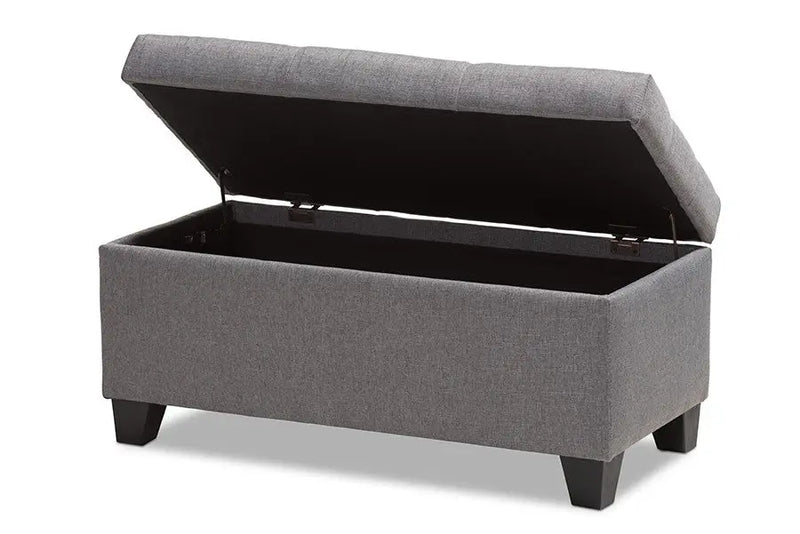 Elias Grey Fabric Upholstered Storage Ottoman iHome Studio