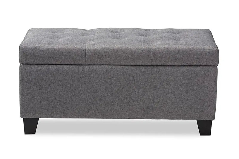 Elias Grey Fabric Upholstered Storage Ottoman iHome Studio