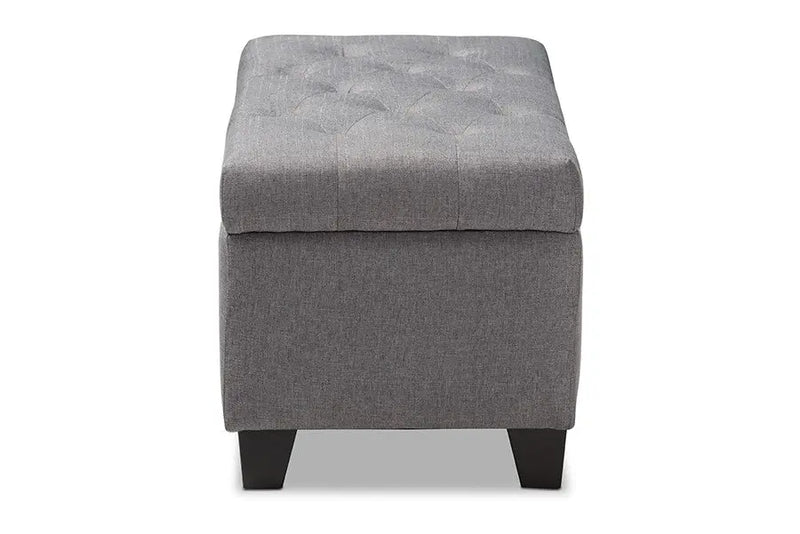 Elias Grey Fabric Upholstered Storage Ottoman iHome Studio