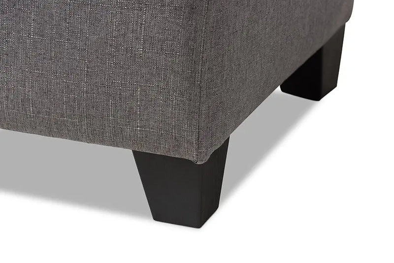 Elias Grey Fabric Upholstered Storage Ottoman iHome Studio