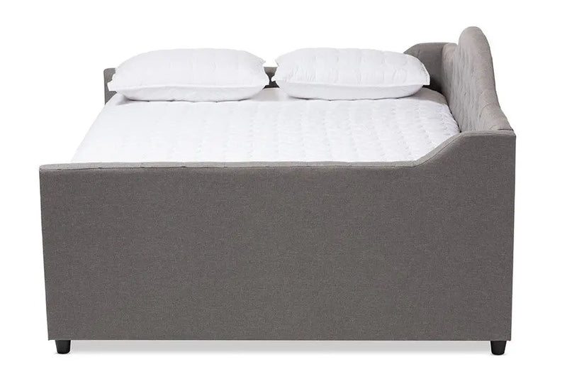 Eliza Grey Fabric Upholstered Daybed w/Trundle (Queen) iHome Studio