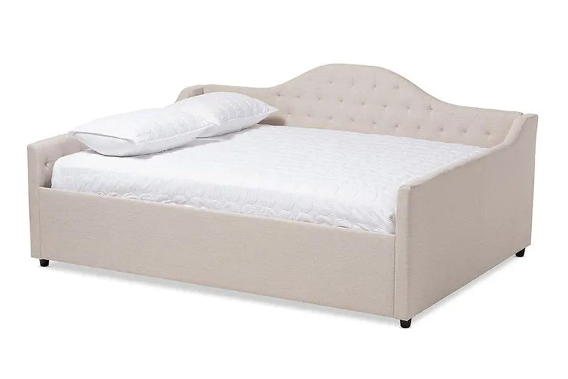 Eliza Light Beige Fabric Upholstered Daybed (Full) iHome Studio