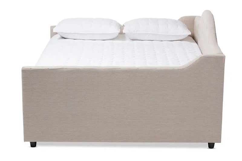 Eliza Light Beige Fabric Upholstered Daybed (Full) iHome Studio