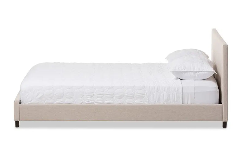 Elizabeth Beige Fabric Upholstered Panel-Stitched Platform Bed (Full) iHome Studio