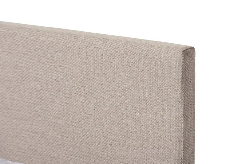 Elizabeth Beige Fabric Upholstered Panel-Stitched Platform Bed (Full) iHome Studio