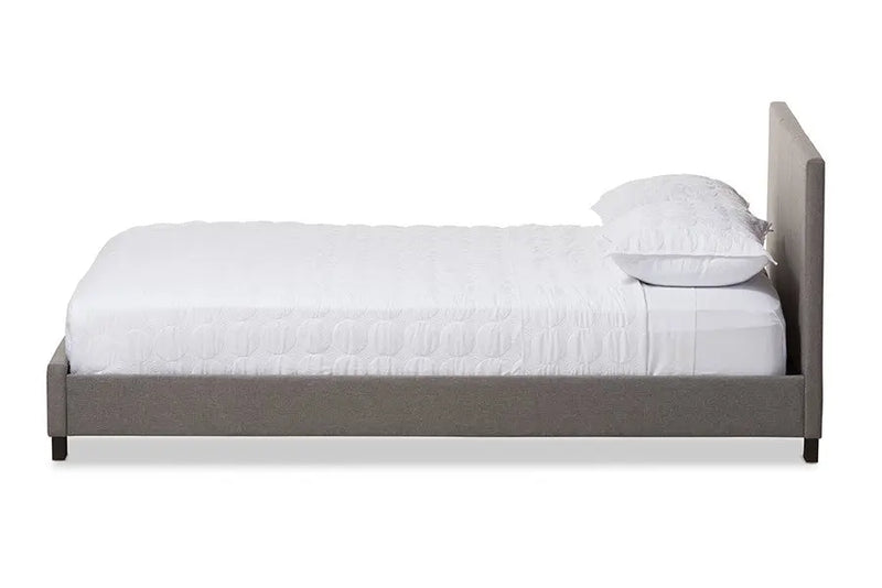 Elizabeth Grey Fabric Upholstered Panel-Stitched Platform Bed (Full) iHome Studio