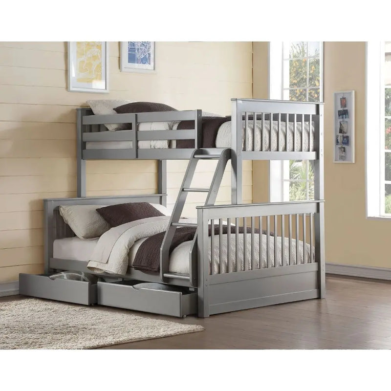 Ellianna Twin/Full Bunk Bed w/Drawer, Gray iHome Studio