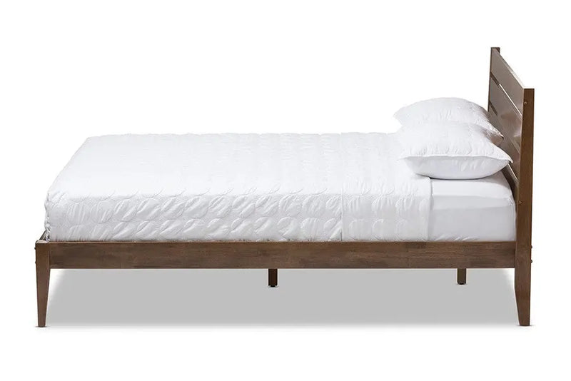 Elmdon Solid Walnut Wood Style Platform Bed w/Slatted Headboard (Full) iHome Studio