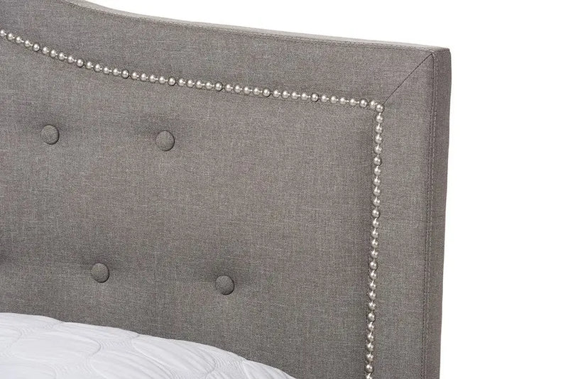 Emerson Light Grey Fabric Upholstered Box Spring Bed (King) iHome Studio