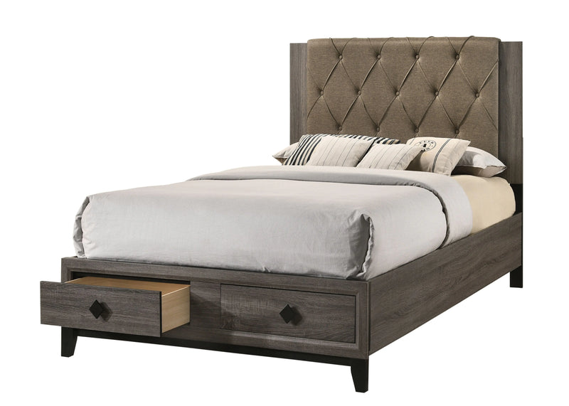 Emersyn King Bed, Rustic Gray w/2 Drawer Storage iHome Studio