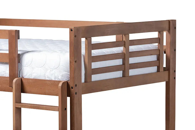 Emilia Walnut Brown Wood Bunk Bed (Twin) iHome Studio