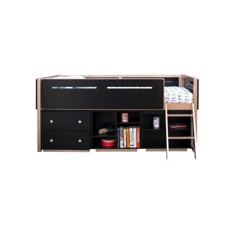 Emory Twin Loft Bed, Black & Rose-Gold iHome Studio