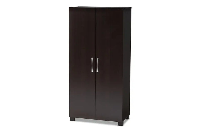 Emory Wenge Dark Brown Finished 2-Door Wood Entryway Shoe Storage Cabinet iHome Studio