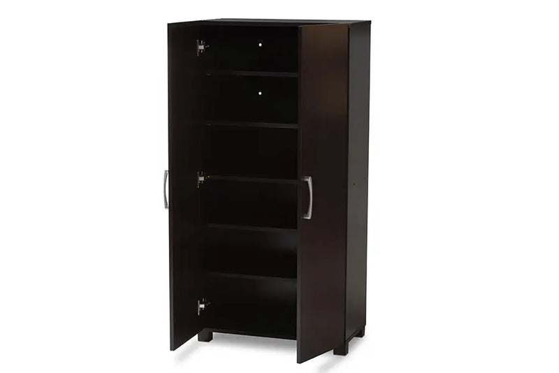 Emory Wenge Dark Brown Finished 2-Door Wood Entryway Shoe Storage Cabinet iHome Studio