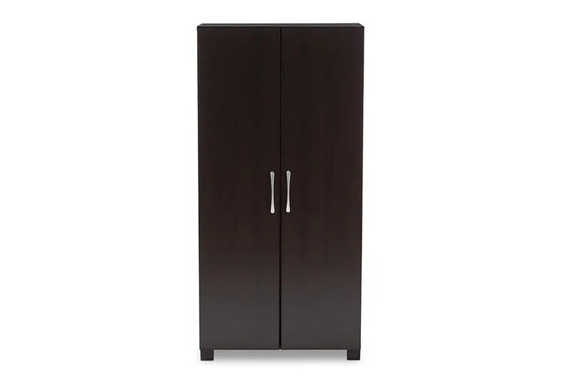 Emory Wenge Dark Brown Finished 2-Door Wood Entryway Shoe Storage Cabinet iHome Studio