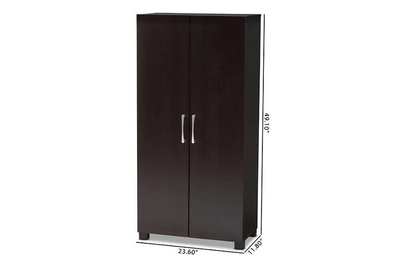 Emory Wenge Dark Brown Finished 2-Door Wood Entryway Shoe Storage Cabinet iHome Studio