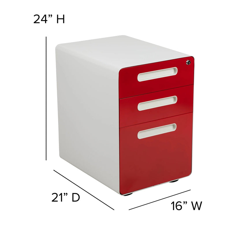 Ergonomic 3-Drawer Locking Filing Cabinet w/Anti-Tilt Mechanism iHome Studio