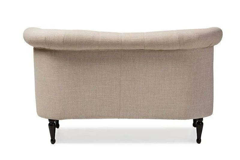 Erica Beige Linen Fabric Upholstered Button-tufted 2-seater Loveseat iHome Studio