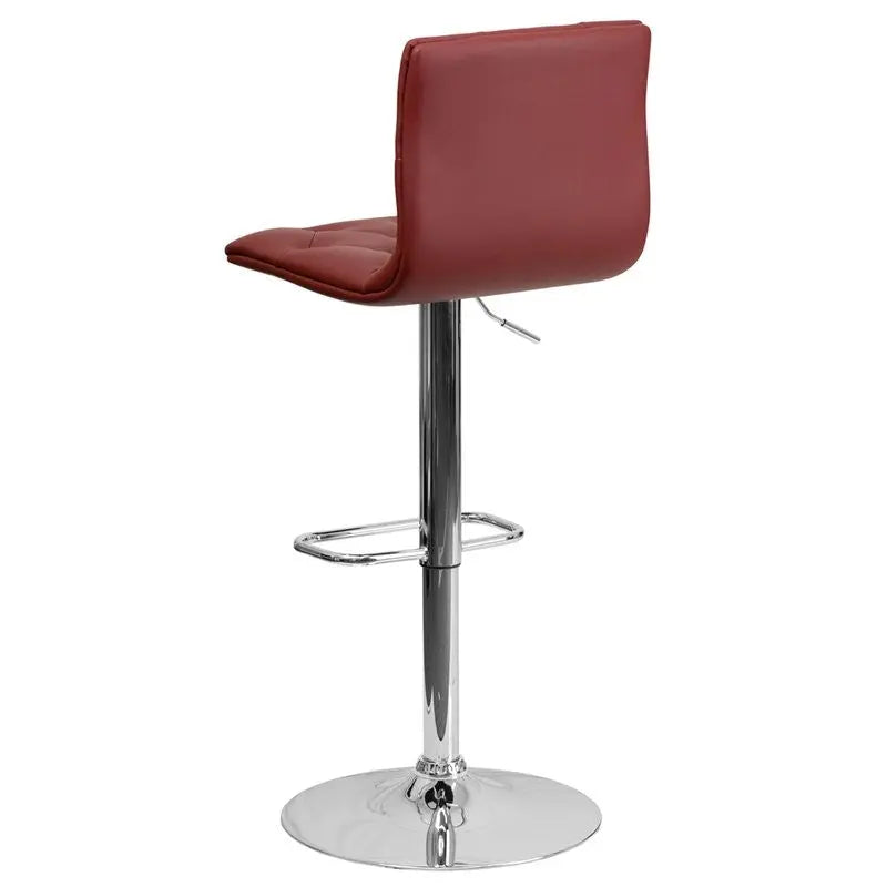 Estella "Abby" Mid-Back Tufted Burgundy Vinyl Adjust Bar/Counter Stool, Swivel iHome Studio