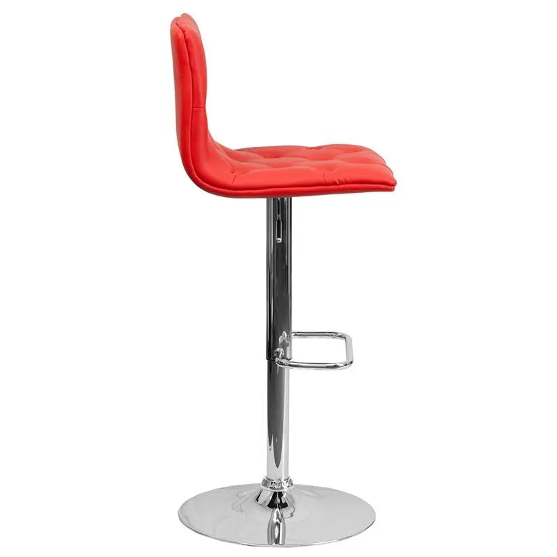 Estella "Abby" Mid-Back Tufted Red Vinyl Adjustable Bar/Counter Stool, Swivel iHome Studio