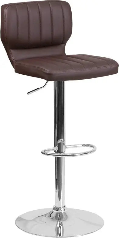 Estella "Abra" Low-Back Swivel Brown Vinyl Adjustable Bar/Counter Stool iHome Studio