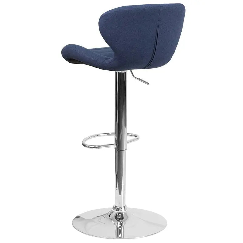 Estella "Aila" Mid-Back Blue Fabric Swivel Adjustable Bar/Counter Stool iHome Studio