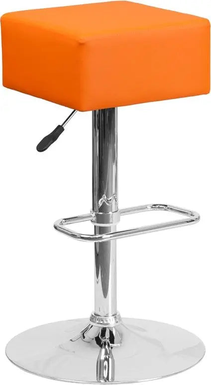 Estella "Alix" Backless Orange Vinyl Swivel Adjustable Bar/Counter Stool iHome Studio