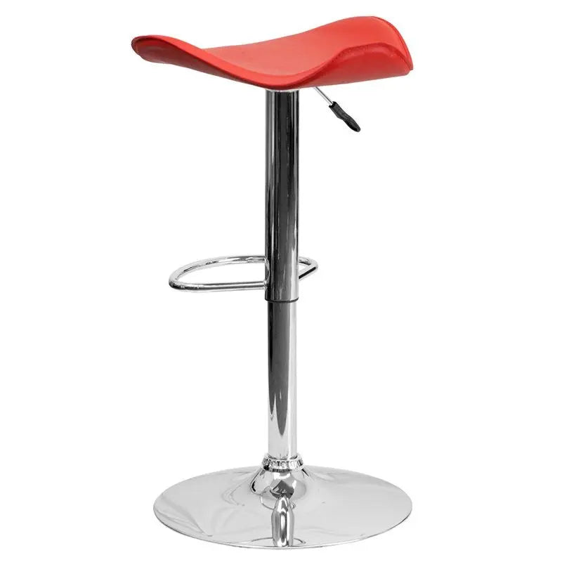 Estella "Alva" Backless Red Vinyl Swivel Adjustable Bar/Counter Stool iHome Studio